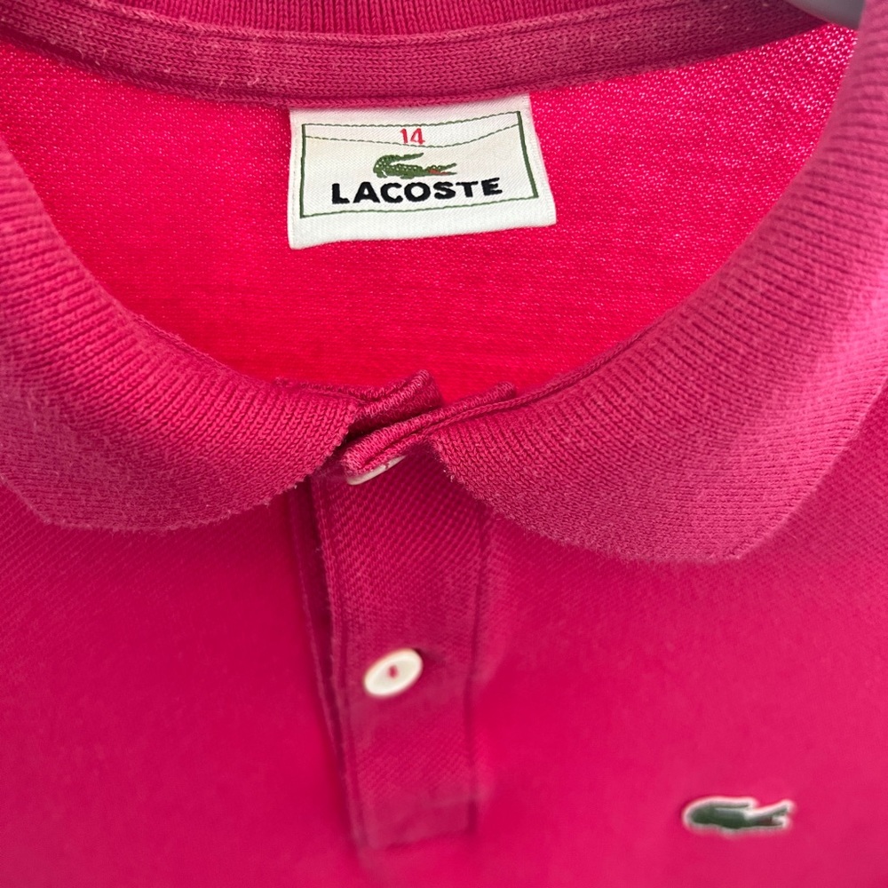 Lacoste Raspberry/Fuchsia Pink Collared Top Shirt - Picture 2 of 4